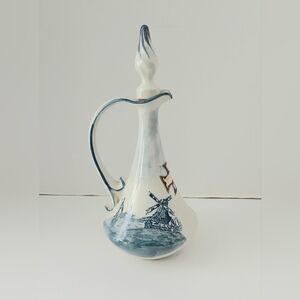 Vtg L'abbé François Liqueur Bottle Ceramic Delftware Style With Cap